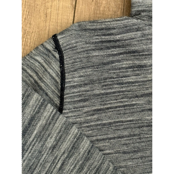 Lucky Brand ATHLETICS Navy Blue & White Striped 1/4 Snap Hooded Sweatshirt Sz‎ S - Picture 11 of 13